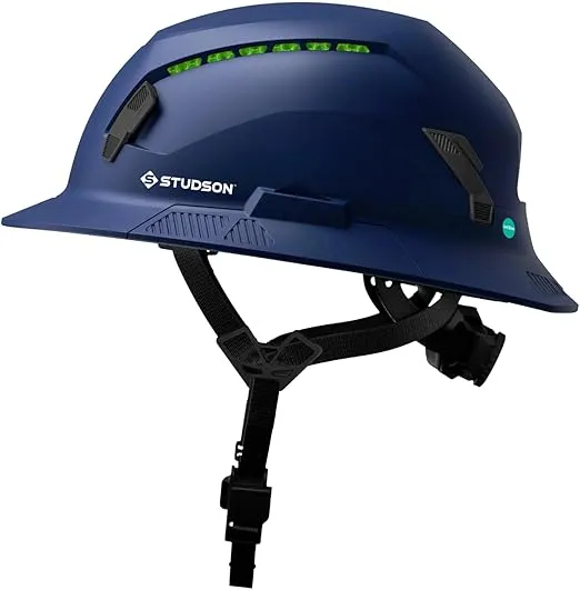 STUDSON SHK-1 Full Brim Safety Helmet: ANSI/ISEA Z89.1 Type II Compliant (R 2019), Lightweight & Breathable, NFC Emergency Contact Chip, One Size, Class C & E Protection