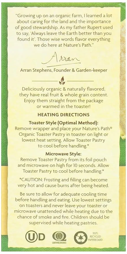 Nature's Path, Toaster Pastries, Apple Cinnamon Frosted, 6 Ct