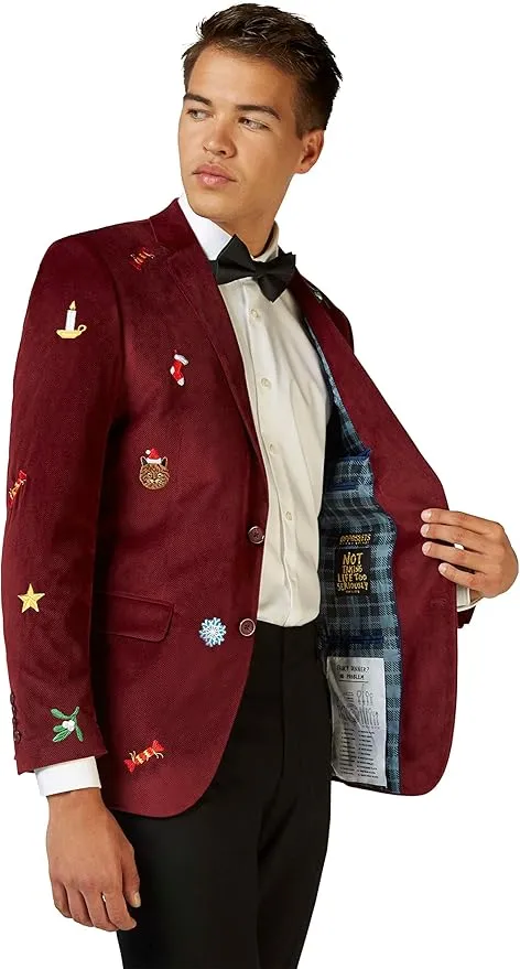 Opposuits Deluxe Men's Christmas Dinner Blazer - Stylish X-Mas Jacket for Xmas Parties - Iconic Holiday Suit