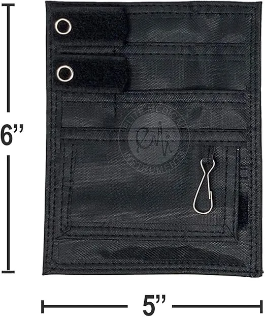 EMI Nurse Black Pocket Organizer 4 Piece KIT - Pocket Organizer, Lister Bandage Scissor, LED Pupil Gauge Penlight, and Chart Pen