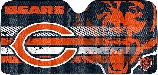 Fanmats NFL Windshield Sun Auto Shade, Sun Shield Sun Visor Accordion tri-fold for Storage 59" x 29.5", Colorful Team Design