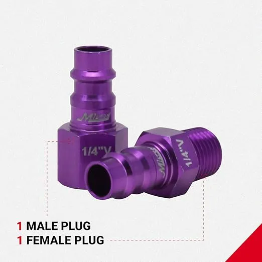 Milton S-303VKIT HIGHFLOWPRO Coupler & Plug Kit V-Style 1/4 NPT Purple - 3 Pieces