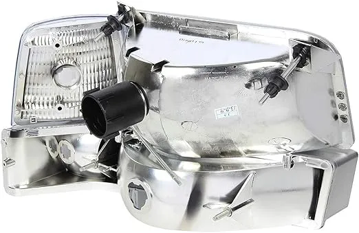 DNA MOTORING HL-OH-F15092-6P-CH-AM Chrome Amber Headlights Replacement Compatible with 92-96 F150 F250 F350/Bronco