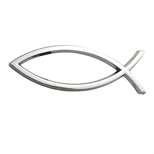 OnlyYou.X Christian Fish Emblem Fish Badge Christian Fish Symbol Decal Fish Sticker Compatible with Universal Cars and Pickup 1 Piece ABS Silver
