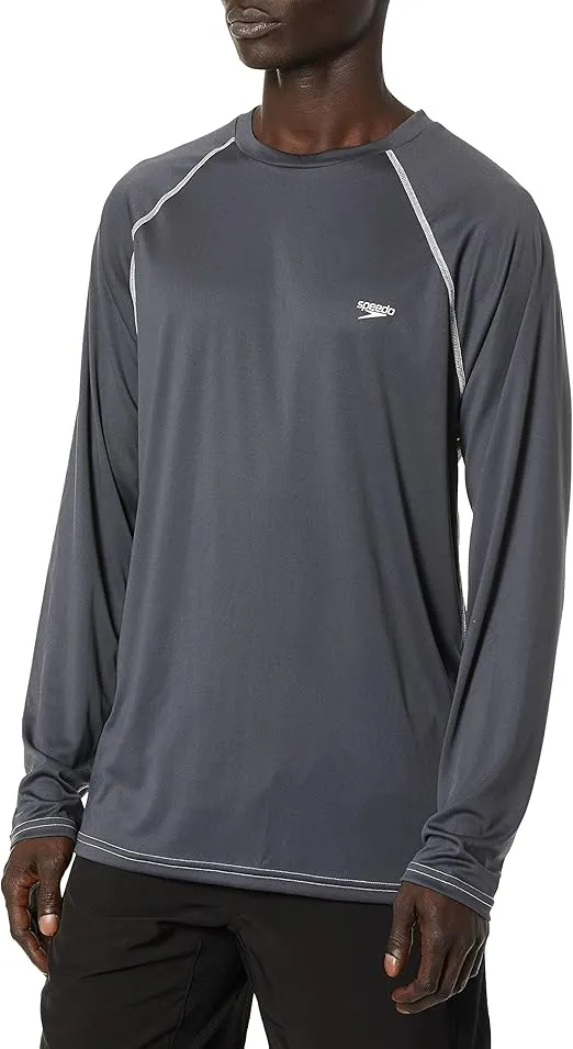 Speedo Men's UV Swim Shirt Long Sleeve Loose Fit Easy Tee