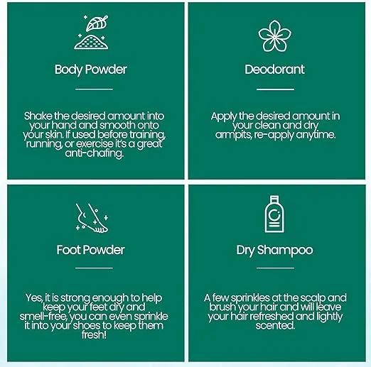 Talc Free All Natural Body Powder for Men, Women, Kids and Babies Ultimate Comfort Moisture Absorbing Natural Body Deodorant Powder with 24 Hour Odor Protection 4.2 oz.