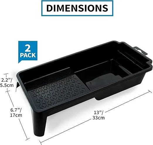 Precision Defined Paint Trays 4-Inch, Paint Roller Trays Set 2-Pack, Plastic Paint Pan for 4-Inch Roller Brushes, Painting Tray for Painting with Deep Paint Pocket, Disposable Paint Tray