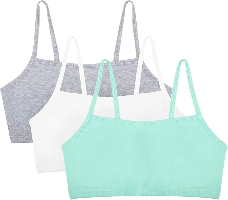 Fruit of the Loom Women's Spaghetti Strap Cotton Pull Over 3 Pack Sports Bra