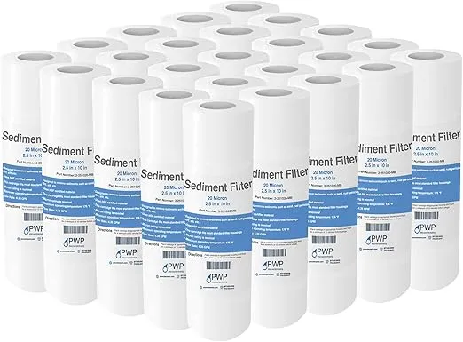 Sediment Melt Blown Water Filter Cartridge Standard 2.5x10" 20 Micron 25 Pack