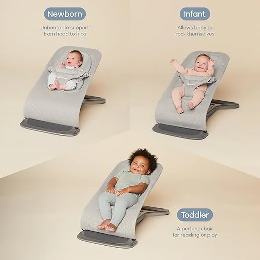 Ergobaby Evolve 3-in-1 Mesh Bouncer, Adjustable Multi Position Baby Bouncer Seat, Fits Newborn to Toddler, Sage Green Mesh