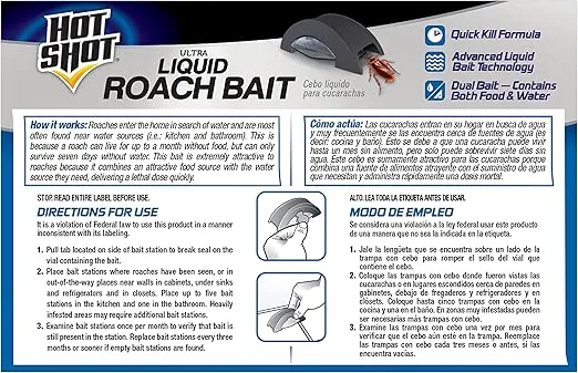 Hot Shot Liquid Roach Bait, Home Insect Killer, clear, 6 Count / Pack (Case Pack of 6 – 36 Total)