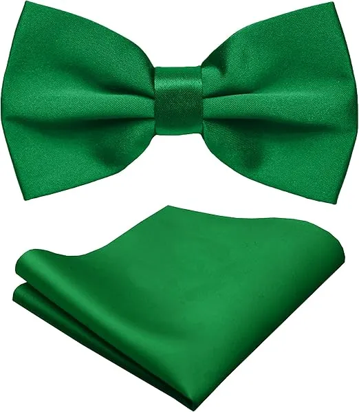 trilece Bow Ties for Men - Mens Solid Color Formal Pre Tied Bowtie and Pocket Square Sets - Mens Bowties Bow Tie Sets