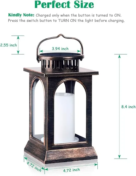 TomCare Solar Lights Flickering Flame Upgraded Metal Solar Lantern Outdoor Hanging Decorative Lanterns Heavy Duty Solar Powered Waterproof Outdoor Lighting for Patio Garden Christmas, 2 Pack (Bronze)