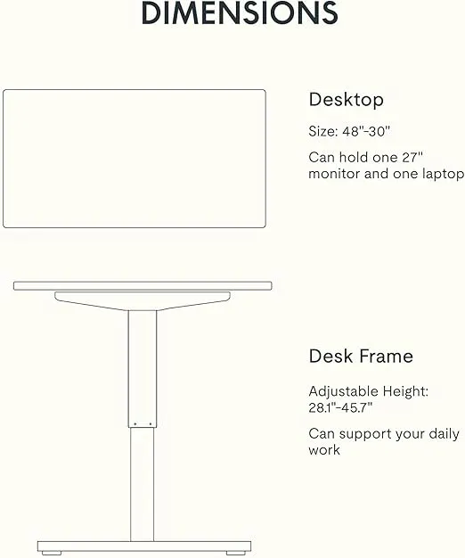 FLEXISPOT EN1 One-Piece Standing Desk 48 x 30 Inch Electric Height Adjustable Desk Home Office Computer Workstation Sit Stand up Desk (White Frame + Maple Top, 2 Packages)