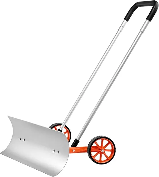 VEVOR Metal Snow Pusher Shovel with Wheels, 30 inch Bi-Directional Heavy Duty Rolling Snow Pusher on Wheels for Driveway, Back Saver Wheeled Snow Shovels for Snow Removal for Doorway Sidewalk Deck