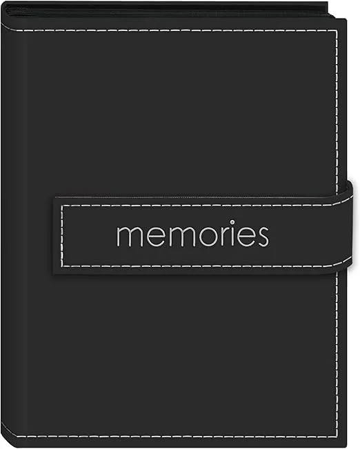Pioneer Photo Albums 36-Pocket 4 by 6-Inch Embroidered "Memories" Strap Sewn Leatherette Cover Photo Album, Mini, Black