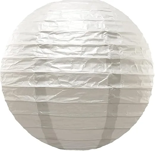 LumaBase Round Paper Lanterns, White - Set of 5