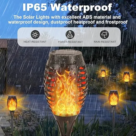 Solar Outdoor Lights Decorative with Flickering Flame: 12Pack Mini Solar Landscape Lights Waterproof - LED Torch Lights for Yard Patio Pathway (Yellow)