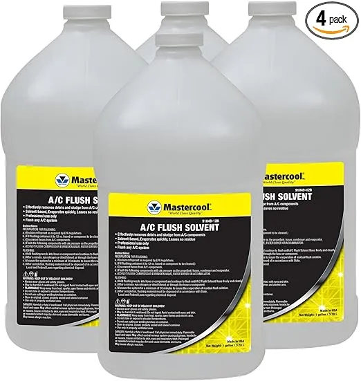 Mastercool 91049-128-4 Black/Yellow Flush Solvent, 4 Pack (1 Gallon)