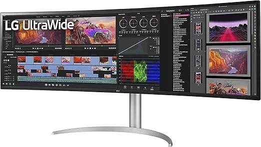 LG 49WQ95C-W 49 Inch 32:9 Curved UltraWide DQHD (5120 x 1440) Nano IPS Monitor, NVIDIA G-SYNC Compatible & AMD FreeSync Premium Pro, HDMI 2.1 & USB Type-C (90W PD), Tilt/Height/Swivel Adjustable