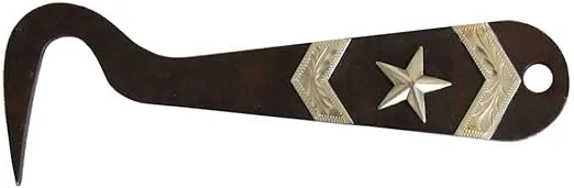 AJ Tack Antique Brown Hoof Pick Texas Star Arrows