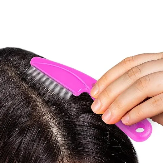 SunGrow Louse Comb for Men and Women, Stainless Steel Grooming Comb for Kids and Adults, For All Types of Hair, Scalp Care, High-strength Fine Teeth, 7.2", Pink Color, 1 Piece per Pack