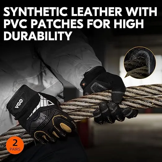 Vgo... 2-Pairs Safety Work Gloves, Mechanics Gloves, Impact Gloves, Anti-Vibration Gloves, Rigger Gloves, Heavy Duty (XL, Black, SL8849IP)