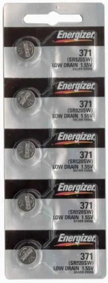 Energizer Batteries 371 / 370 (SR920W SR920SW) Silver Oxide Watch Battery. On Tear Strip, 5 Pack