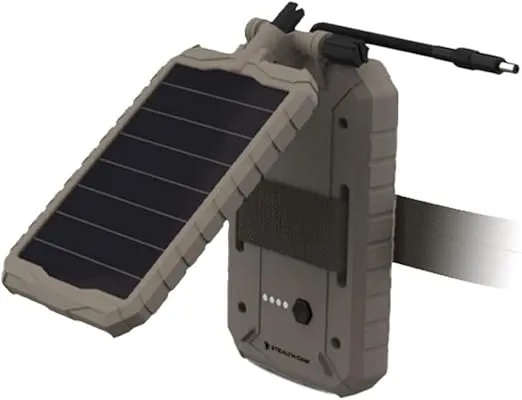 Stealth Cam Durable Sol-Pak Solar Battery Pack, 12V Solar Power Panel, Rechargeable Battery & 10ft Insulated Cable, Compatible with All Wireless/Cellular Trail Cameras - 5000 mAh