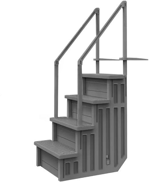 Aqua Select Anti-Slip in-Pool Steps | Gray | for Above Ground Swimming Pools | Can Mount to Decks 48" to 54" H | Safety Stairs Capacity Up to 250 lbs