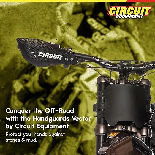 CIRCUIT EQUIPMENT Universal Motorcycle Handguards - High Strength Enduro Motorcycle Handguards Vector for Any Weather - Dirt Bike Handguards with Brackets, Nuts, & Screws
