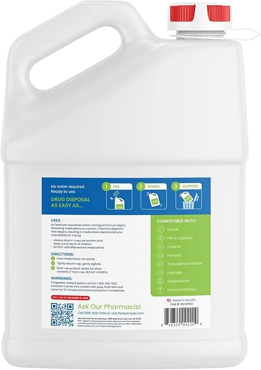 PRO Series All-Purpose Formula - Eco-Friendly Medication Buster Solution, Drug Disposal in a Bottle for Pills, Capsules, Tablets, Liquids - 1 Gal, 1 Count, 4 Packs, 4 Total