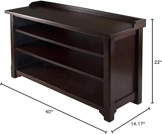 Winsome Dayton Storage Hall Bench With Shelves, Antique Walnut (94841)