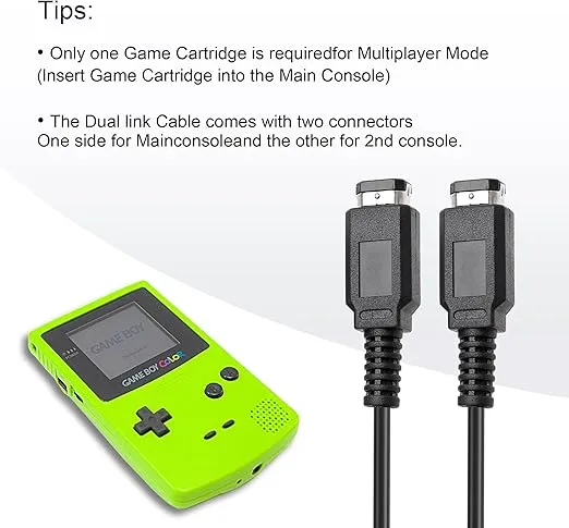 CSTESVN GBC Link Cable, 2 Player Link Cable Connect Cord Compatible with Nintendo Gameboy Color, Game Link Cable for Gameboy Color/Pocket/Light, 3.9Ft Black