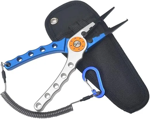 Hook Remover Braid Line Cutting and Split Ring with Lanyard and Sheath, Stainless Steel Jaw Rustproof Saltwater Offshore Bass, Fly Fishing Trout