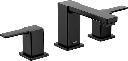 Moen TS6721BL 90 Degree Two-Handle Widespread Modern Bathroom Faucet, Valve Required, Matte Black