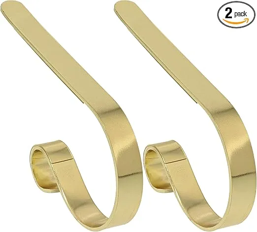Haute Decor The Original MantleClip® Stocking Holder - 2 Pack (Brass)