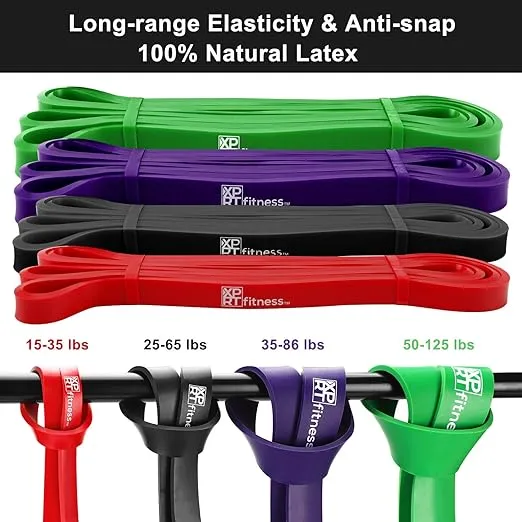XPRT Fitness Resistance Bands Set - Pull Up Assist, Powerlifting, Stretching - Home Gym Workout Equipment for Strength Training and Physical Therapy
