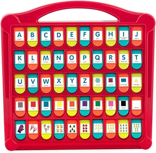 Battat – Pop-Up Alphabet – 50 Letter & Picture Flaps – Shapes, Colors & Letters – Educational & Learning Toys – 3 Years + – Hide & Seek Alphabet