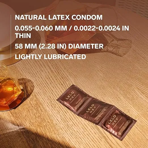 LELO HEX Respect XL, Extra Large Condoms with Increased Strength, Lubricated XL Condoms Large for Men, 2.28-Inch/58mm Diameter (3 Pack)