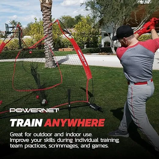 PowerNet Baseball Softball Practice Net 7x7 with Baseball Accessories for Practice Pitching, Batting & Fielding, Ball Caddy, Weighted Baseballs, Tee