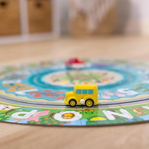 Melissa & Doug Round the Shore Tracks Cardboard Jigsaw Floor Puzzle and Wind-Up Vehicles – 48 Pieces, for Boys and Girls 4+ - FSC Certified
