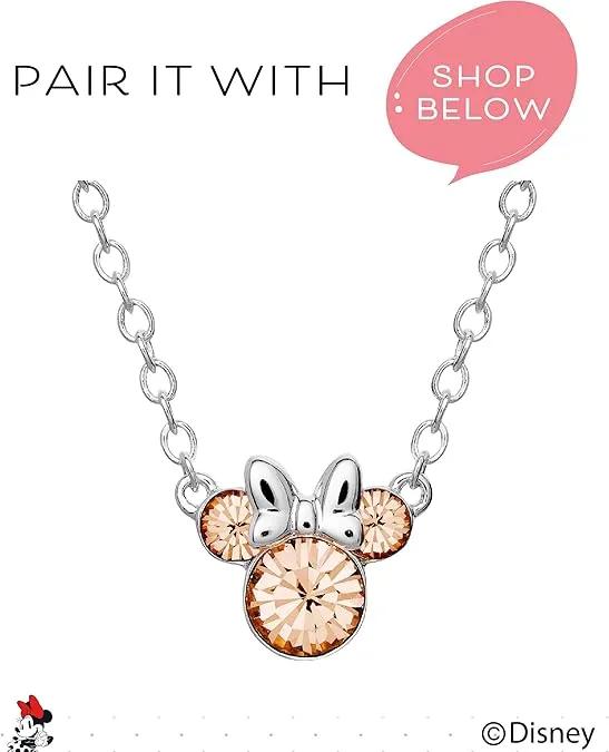 Disney Minnie Mouse or Mickey Mouse Hoop Earrings for Women Official License, Gold or Silver-Plated Cubic Zirconia Hoops