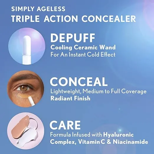 COVERGIRL Simply Ageless Triple Action Concealer, Classic Ivory, Pack of 1
