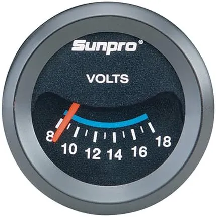 Sunpro CP7985 CustomLine Electrical Voltmeter - Black Dial
