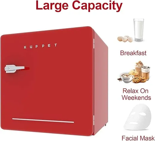 TABU Classic Retro Compact Refrigerator, Single Door Mini Fridge with Freezer, Small Drink Chiller with Small Beauty Cosmetics Skin Care Refrigerated for Home,Office,Dorm,1.6 Cu.Ft (Red)