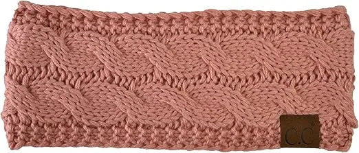 C.C Soft Stretch Winter Warm Cable Knit Fuzzy Lined Ear Warmer Headband