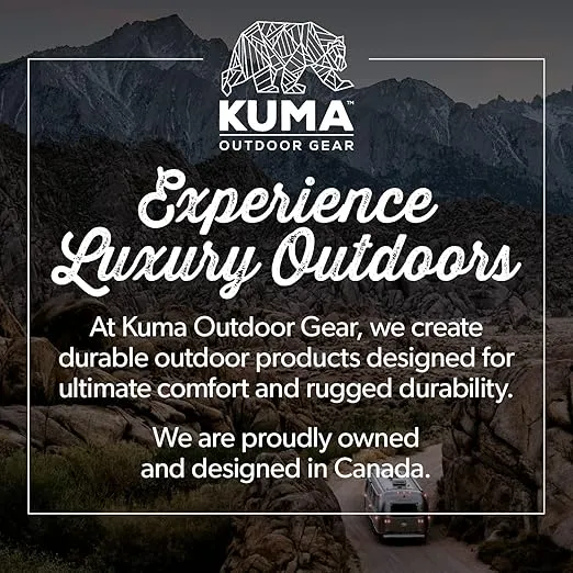 Kuma Outdoor Gear Bear Buddy/Double Chair with Carry Bag, Ultimate Portable Luxury Outdoor Double Camping Chair for Glamping, Sports & Outdoor Adventures (Sierra/Black)