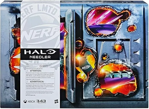 Nerf LMTD Halo Needler Dart-Firing Blaster, Light-Up Needles, 10-Dart Rotating Drum, 10 Elite Darts, Game Card with in-Game Content