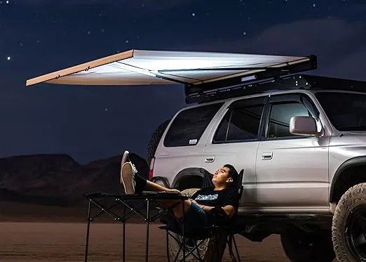KAMMOK CROSSWING: Car Awning | Three-Second Deployment | No Supports Required | All-Weather Durability | Adjustable Coverage | Desert Tan 5 ft (Gray, 5 ft)